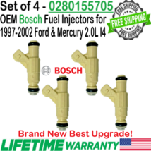 4 Pieces Bosch NEW Best Upgrade Fuel Injectors for 1997-2002 Ford Escort 2.0L I4 - $188.09