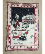 Vintage Disney Mickey Minnie Mouse Woven Tapestry Christmas Throw Blanke... - £37.53 GBP