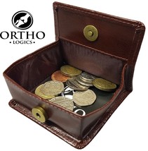 Orthologics Brown Leather Coin Pouch Folding Wallet Money Change Card Pu... - $8.49
