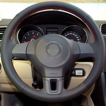 Hand-stitched Steering Wheel Cover For Volkswagen G olf 6 Mk6 VW Polo MK5 10-13 - £24.80 GBP