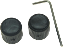 Set of 2 Black Pearl Top Guitar Dome Knobs with Set Screw for Tele Guita... - $18.99
