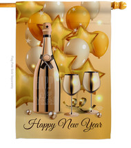 Golden New Year - Impressions Decorative House Flag H192266-BO - £32.75 GBP