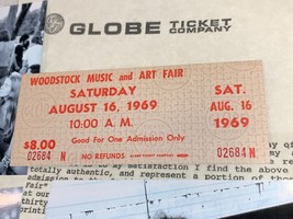 Woodstock Original Saturday 1969 Ticket Jimi Hendrix Grateful Dead The Who Coa - £46.84 GBP