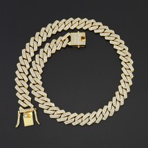 AZ Hip Hop Full Miami Curb Cuban Chain Iced Out Paved Rhinestones Bling Rapper N - £20.21 GBP