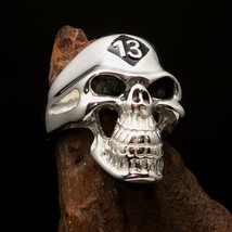 Perfectly crafted Men&#39;s Skull Ring black Number 13 on Forehead - Sterling Silver - £64.50 GBP