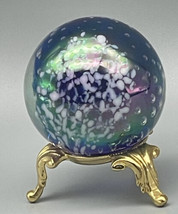 Glass Eye Studio 1994 Iridescent Paperweight Controlled Bubbles Hand Blown GES - £24.64 GBP