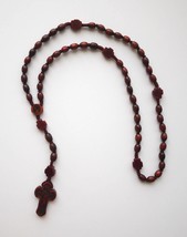 Beautiful Solid Wood Rosary with Laser Cut Wood Crucifix and Divine Mercy/Miracu - £12.57 GBP