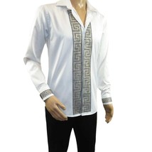 Men CEREMONIA Turkey Shirt 100% Cotton Fancy Rhine Stones #TSV 13 White Slim Fit image 8