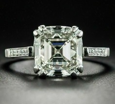 Asscher Cut 2.40Ct Simulated Diamond White Gold Plated Engagement Ring Size 5.5 - £108.20 GBP