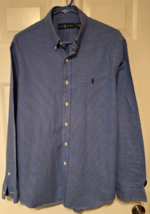 Ralph Lauren Shirt Mens Large Button Down Blue Plaid Blue Pony Logo Preppy - £12.65 GBP