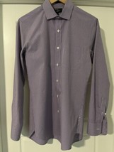 j crew mens purple micro checkered button-down dress shirt - £14.26 GBP