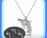 New Unique Solar Luminous Glow Pistol Blue Necklace Absolutely Beautiful - $10.00