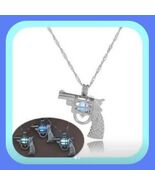 New Unique Solar Luminous Glow Pistol Blue Necklace Absolutely Beautiful - $10.00