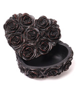 Alchemy Gothic Black Rose Heart Lidded Trinket Jewelry Box Resin Gift De... - £11.76 GBP