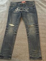 Icecream Jeans Mens 38x32 Blue Denim Cotton Stretch Distressed Dog Running - €72,53 EUR