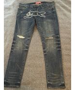 Icecream Jeans Mens 38x32 Blue Denim Cotton Stretch Distressed Dog Running - €72,53 EUR