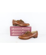 NOS Vintage 90s Womens 11 3A Chunky Heel Leather Wingtip Shoes Almond Br... - $135.67 CAD