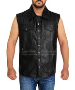 Undertaker Motorcycle Leather Vest Premium Black Leather Shirt Size XS -... - $89.50