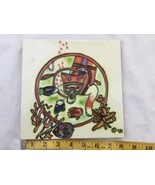 Tile Signed CGS Ceramic Art Embossed Scuba Diving Cat Fish 8”x8” - $457.80 MXN