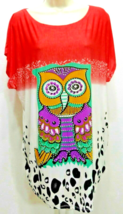 Owl Embellished Blouse Bright Color Embellished Ladies Size XL Loose Fit - £16.02 GBP