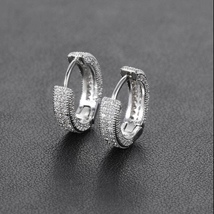 925 Silver Plated Huggie Hoop Earrings for Men Women - £8.59 GBP