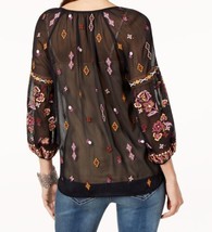 allbrand365 designer Womens Embroidered Peasant Top Size Medium, Stag Abstract - $99.50