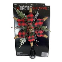 Christmas Tree Topper Rustic Red &amp; Black Buffalo Check Star Tree Topper 15.5&quot; - £19.33 GBP