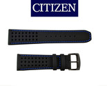 Citizen CA0467-03E ECO-DRIVE BLACK watch band 23mm STRAP Blue stitches   - $75.95