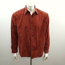 Columbia Men&#39;s Button Up Shirt Size Large Orange Striped Long Sleeve Cotton - $11.87