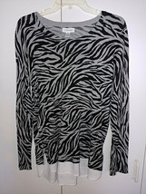 CALVIN KLEIN LADIES LS PULLOVER SWEATER-M-RUFFLE BOTTOM-ANIMAL PRINT-NWO... - £13.73 GBP