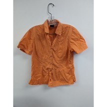 Women&#39;s Blouse Fitted Top Size S Orange Shirt Short Sleeved V-Neck Basic... - $8.97