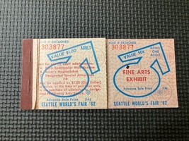 1962 SEATTLE WORLDS FAIR EXHIBIT ADMISSION TICKETS 3 TICKETS PUNCHED BOOK - $10.85