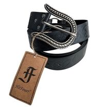 Medieval Faux Leather Black Belt Viking Renaissance Costume Decorative - $9.49