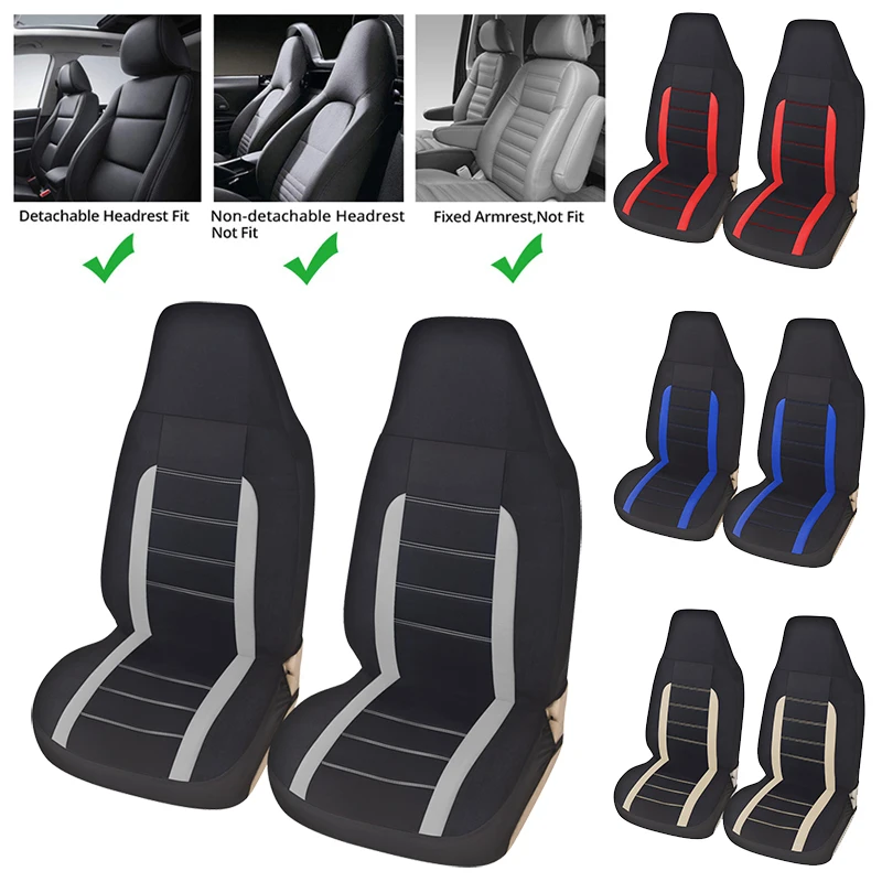AUTOYOUTH High Back Car Seat Covers Gray and Black Universal Fits 2pcs Front - £21.69 GBP+
