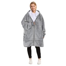 Zip Up Blanket Hoodie Sweatshirt, Oversized Sherpa Pullover Jacket Coat ... - $62.99