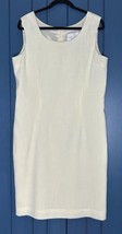 Vintage Casual Corner Cream Sheath Dress Size 16 Sleeveless Christmas Holiday - $29.70