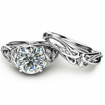 14k White Gold Over 2.25 Ct Simulated Diamond Celtic Bridal Set Engagement Ring - £79.31 GBP