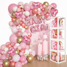 Baby Shower Decoration 137PCS for Girl Rose Gold Pink Balloon Garland Kit 4PCS B - £25.56 GBP