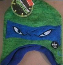 Teenage Mutant Ninja Turtles Tmnt Leonardo Winter Hat With Gloves Set New Nwt - £11.36 GBP