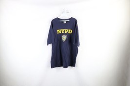 Vintage Y2K 2001 Mens XL Faded Spell Out NYPD Shield Short Sleeve T-Shirt Blue - £31.61 GBP