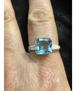 Aquamarine Fashion Ring Size 9 - £27.48 GBP