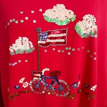Quacker Factory Patriotic Top 2X Sequins Bikes Flags Red July 4th Embell... - £31.15 GBP