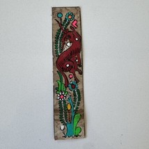 Day Glo Hand Painted Folk Art Deer Flowers Otomi Bookmark 7.25 x 1.25  i... - $19.79