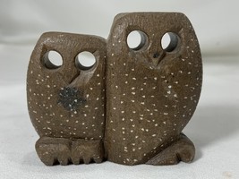 Carved Brown Stone Pair Of Owls - $10.88