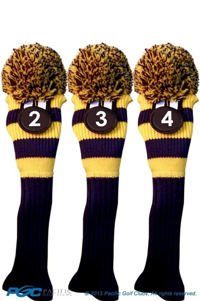 KNIT Hybrid Rescue golf club headcover New 3 piece YELLOW BLUE 2 3 4 Hea... - $34.85