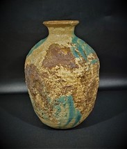 Vintage Studio Mid Century Ceramic Vase Pottery, 8&quot;, Canvas Patches Very... - $49.49