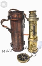 Vintage Brass Telescope Spyglass Dolland London w Leather Box Mili - $42.51