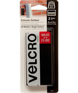 VELCRO eXtreme Outdoor STRENGTH 2 sets Adhesive Black STRIPS 4&quot; x 2&quot; 91839 - £18.77 GBP