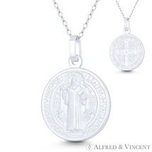 St. Benedict of Nursia &amp; Cross 925 Sterling Silver Reversible 20mm Medal... - $36.34+