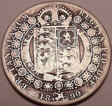 Huge Rare Silver Great Britain 1890 Half Crown~Victoria Dei Gratia - £72.01 GBP